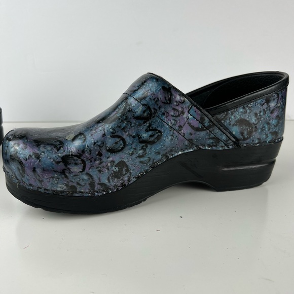 DANSKO Iridescent Silver Purple Bubbles Water Drop Professional Clogs SZ 38 - Picture 7 of 10